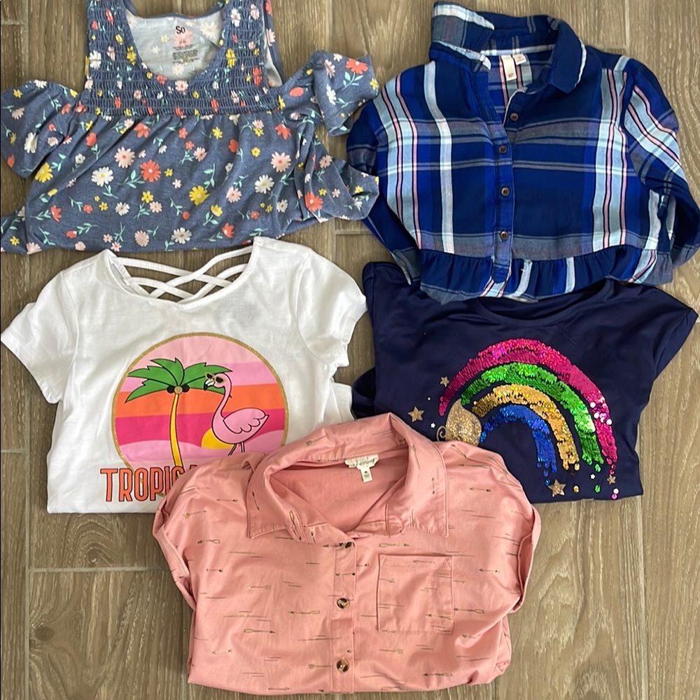 Bundle of 5 - Medium girls tops Universal Thread Pink Boxy Button Down Shirt